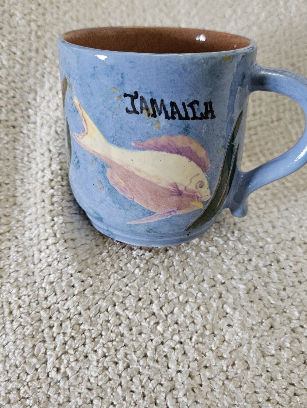 Blue Jamaica Fish  Wassi Art Pottery Mug
